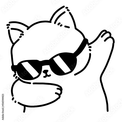 Funny cat vector line art outline illustration 