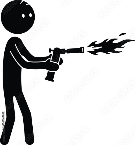 Action-Packed Stick Man Cooking with Kitchen Tool in a Vibrant Kitchen - Vector Graphic Illustrating Culinary Adventures