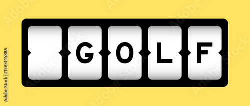 Black color in word golf on slot banner with yellow color background