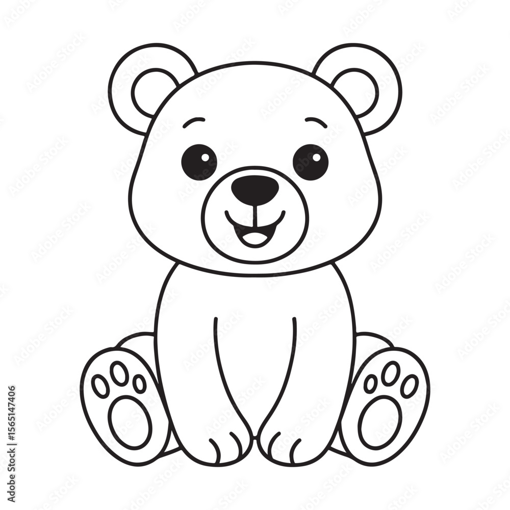 Naklejka premium Cute cartoon bear outline, perfect for coloring book or kids' design.