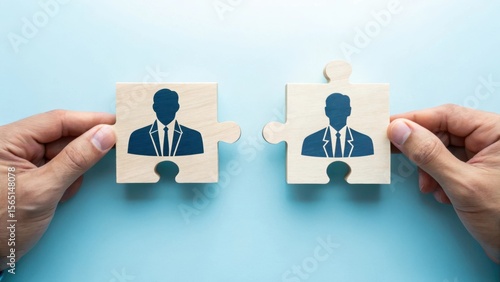 Business people holding a fork