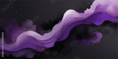 Abstract purple smoke flows in a graceful wave pattern, a colourful illustration with smooth, swirling textures and a decorative light design