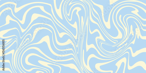 A minimal wavy abstract background with pastel blue and cream colors, inspired by 60s and 70s retro style.Vector illustration.