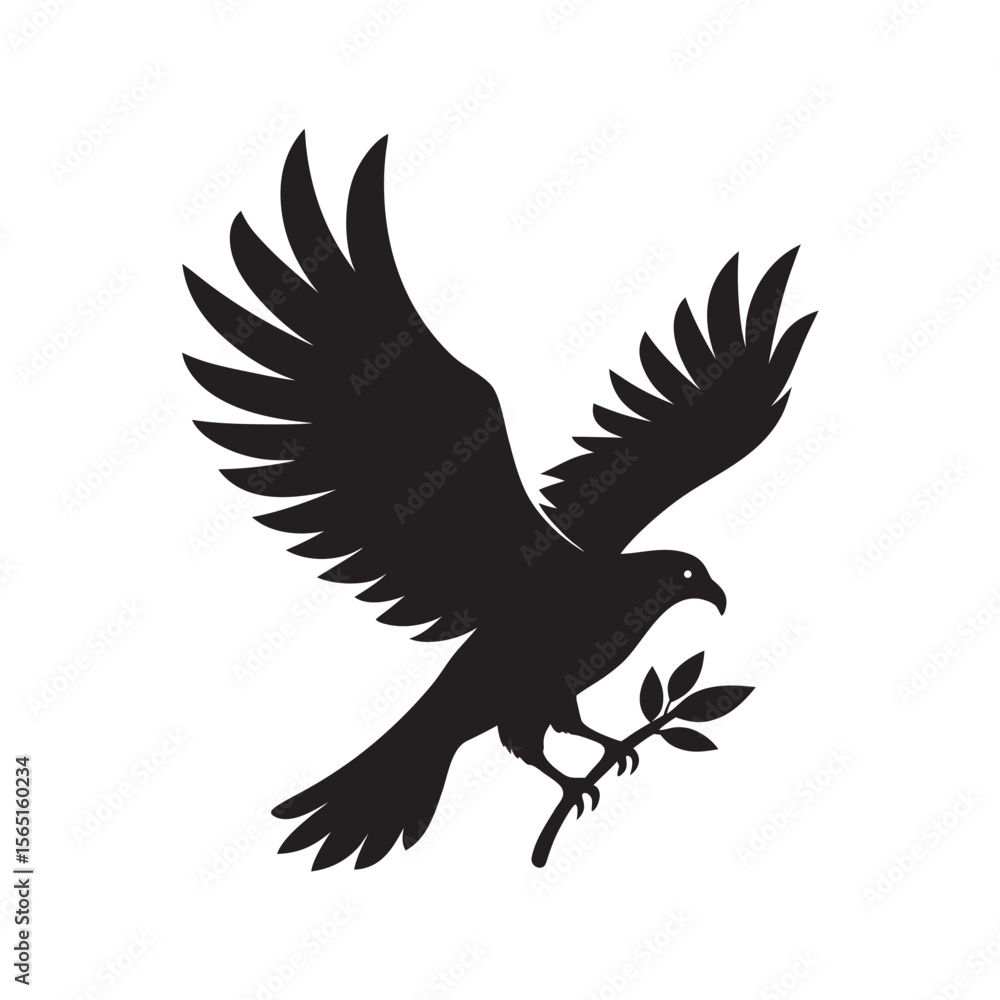 Obraz premium Bald Eagle Carrying Peace Olive Branch