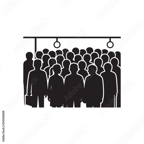 Overcrowded Public Transport Icon Urban Population Density Illustration