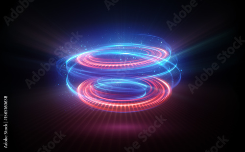Glow swirl light effect. Circular lens flare. Abstract rotational lines. Power energy element. Luminous sci-fi. Shining neon lights. Magic arena. Swirl trail effect. Glint scene. Dynamic ellipse. Spin