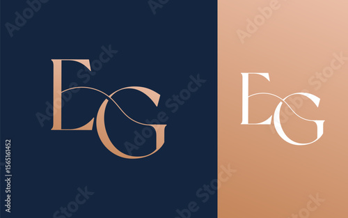 Initial letter EG GE logo design vector illustration for couple, wedding, and business
