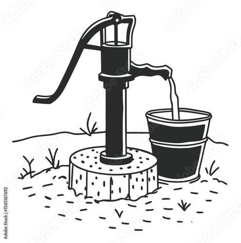 illustration of a faucet with water drops