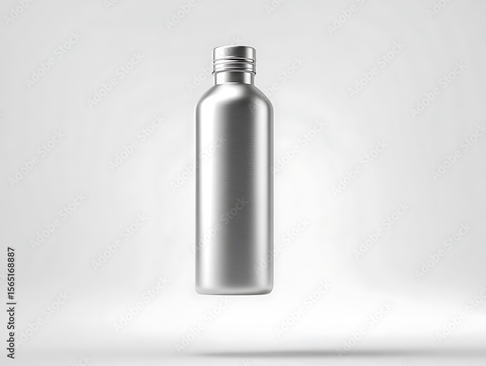 Sleek metallic bottle with textured cap silver Sleek metallic bottle with textured cap silver