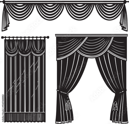 Elegant black and white curtain designs for interior decoration and design projects