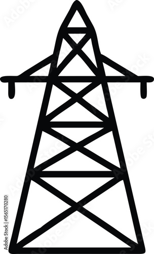High voltage power lines vector illustration with a Star of David icon design, warning, sign, sacred, hexagram, magen