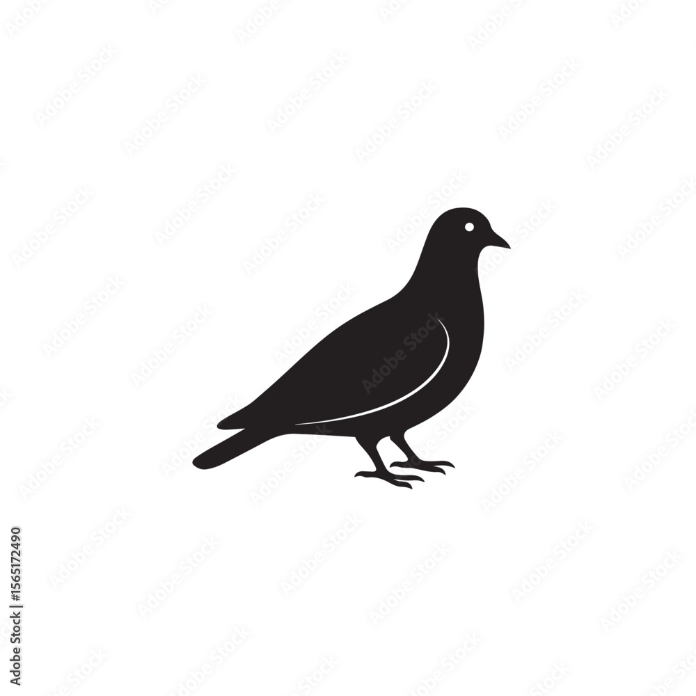 Fototapeta premium Black Pigeon Silhouette Vector on White Background for Logo Design