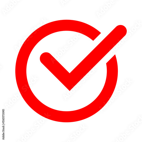 Red checkmark icon PNG in flat style, Flat red tick mark PNG icon isolated on transparent background
