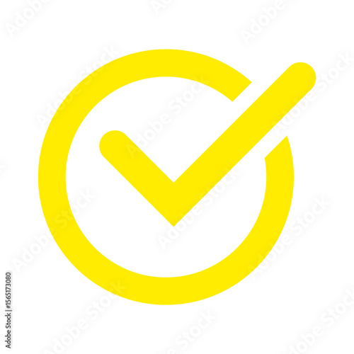 Yellow checkmark icon PNG in flat style, Flat yellow tick mark PNG icon isolated on transparent background
