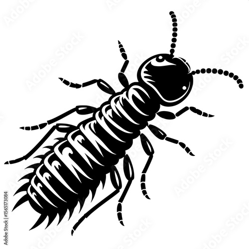 Black and White Vector of a Termite Silhouette