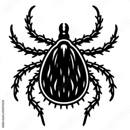 Black and White Vector of a Tick Silhouette