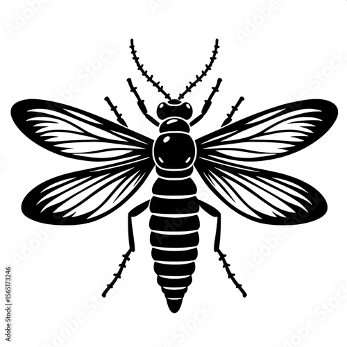Black and White Vector of a Firefly Silhouette
