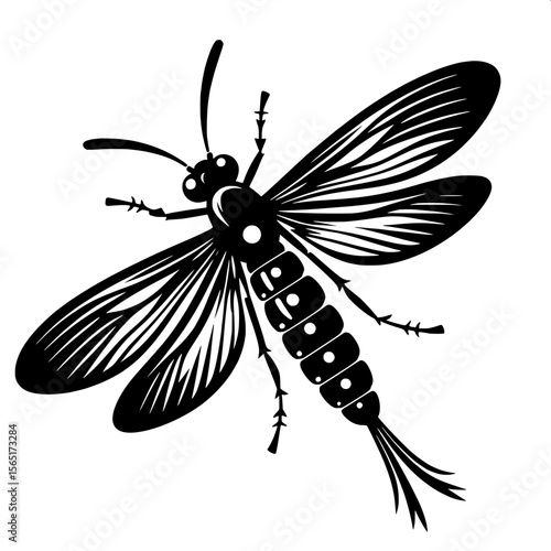 Black and White Vector of a Firefly Silhouette