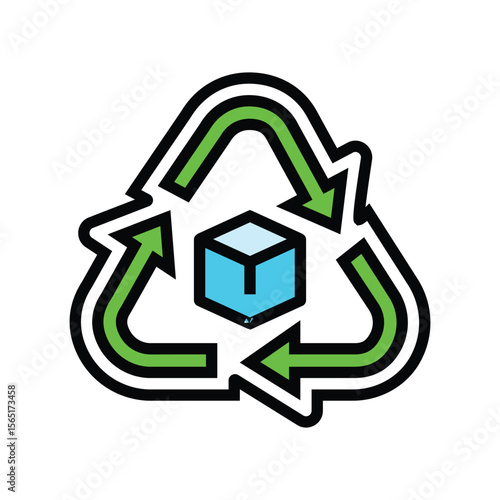 recyclable packaging color icon vector illustration