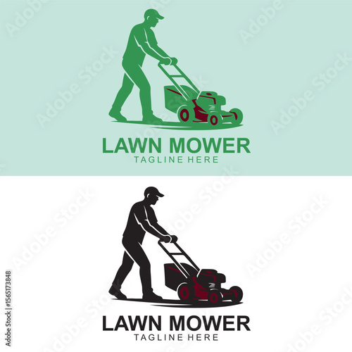 Professional Lawn Mower Logo Design – Grass Cutting & Landscaping Icon