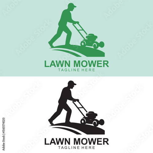 Professional Lawn Mower Logo Design – Grass Cutting & Landscaping Icon