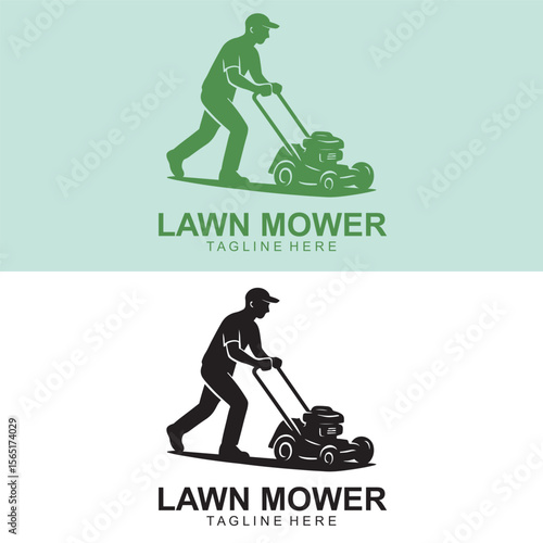 Professional Lawn Mower Logo Design – Grass Cutting & Landscaping Icon
