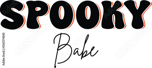 Trendy “Spooky Babe” Halloween T-shirt design – Bold and Stylish Typography for Fall Fashion