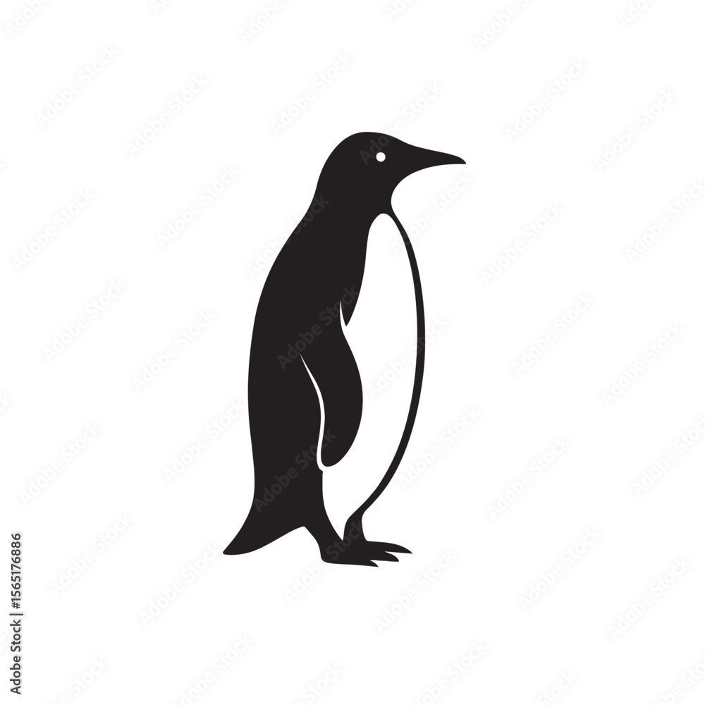Naklejka premium Penguin Silhouette Vector Cute Arctic Bird Illustration for Wildlife and Kids Projects