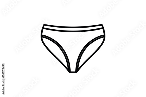 Simple Black and White Panties Outline Illustration in Silhouette Style