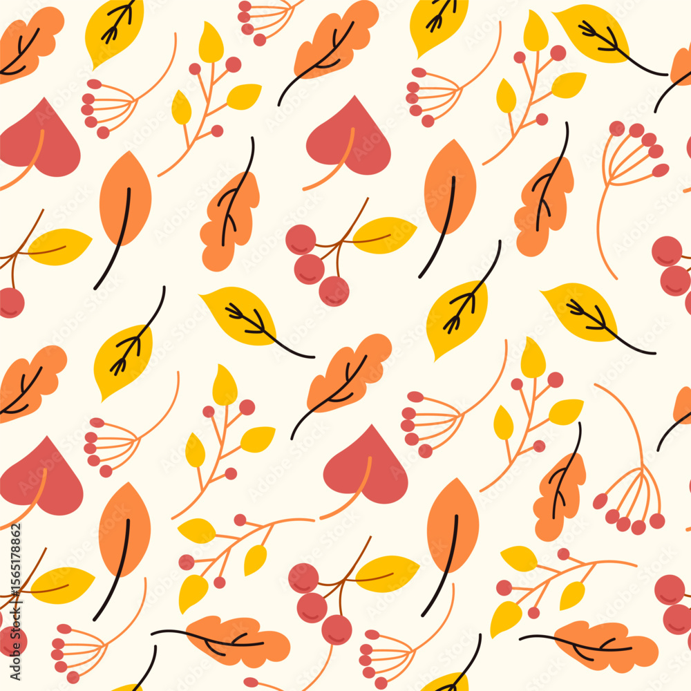 Minimalist autumn leaves seamless pattern. Simple fall foliage texture Minimalist autumn leaves seamless pattern. Simple fall foliage texture