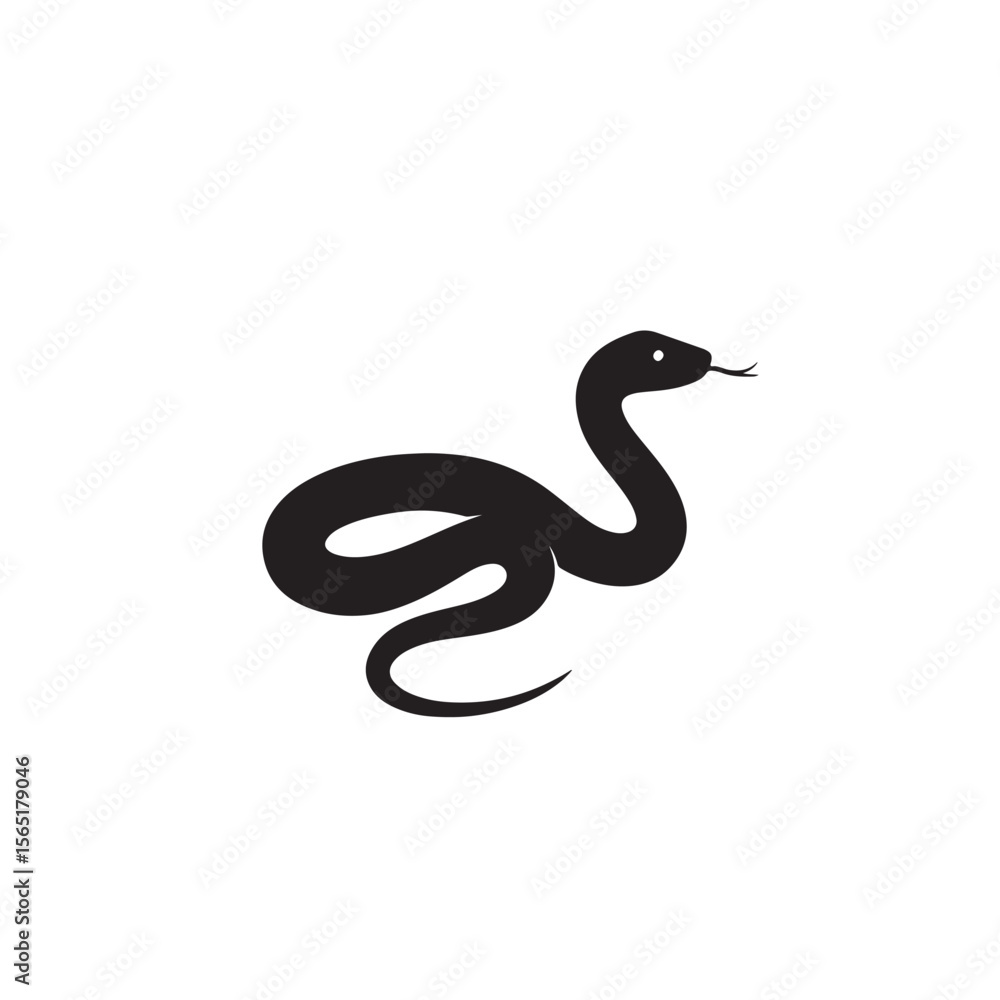 Fototapeta premium Black Snake Silhouette Vector Reptile Icon for Wildlife or Nature Design
