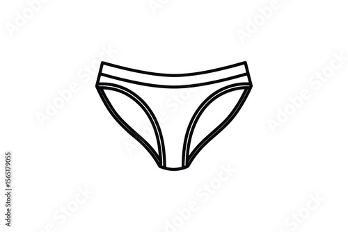 Minimalist Woman s Underwear Outline Isolated on White Background Panties Silhouette