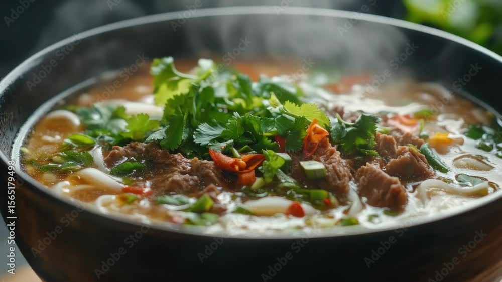 Cuban style beef chili with garnishes. Slow cooked for tender, flavorful results. Cuban style beef chili with garnishes. Slow cooked for tender, flavorful results.