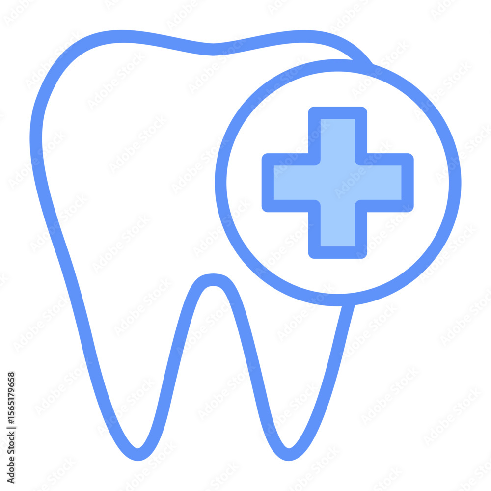 Obraz premium Dentist Outline Blue Color Icon