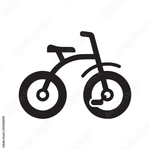 Kids Tricycle Silhouette Icon Vector Black Simple Bike Design