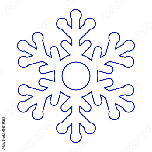 Snowflake, outline drawing. Linear icon, vector illustration isolated on a white background.  Editable stroke. Line thickness can be changed.