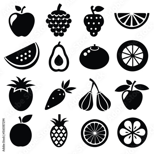 Wallpaper Mural A set of fruits icon vector illustration Torontodigital.ca