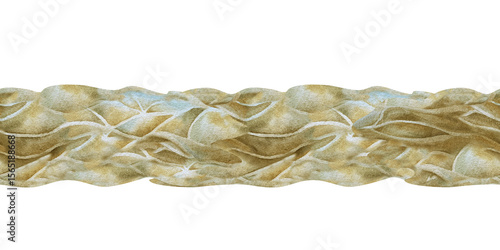 Set of watercolor hand-painted seabed surfaces with sand dunes with different textures. Template for marine-themed design, educational content, games, decorative elements in digital and printed media.