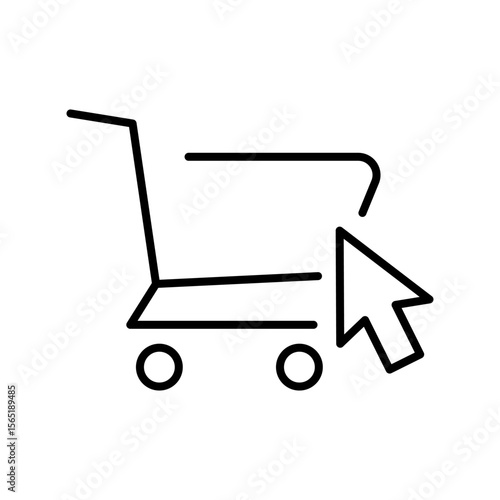 Shopping cart with mouse cursor click icon