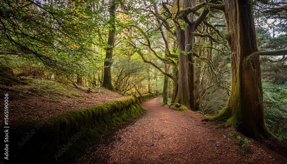 Fototapeta premium peaceful woodland path with majestic trees