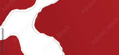 Ripped red paper with shadow on a transparent background. design element for poster and horizontal banner