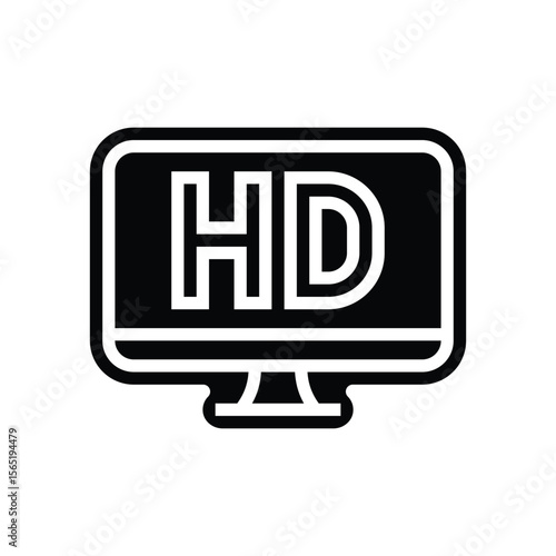 high definition display glyph icon vector illustration