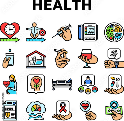 health indicators icons set vector