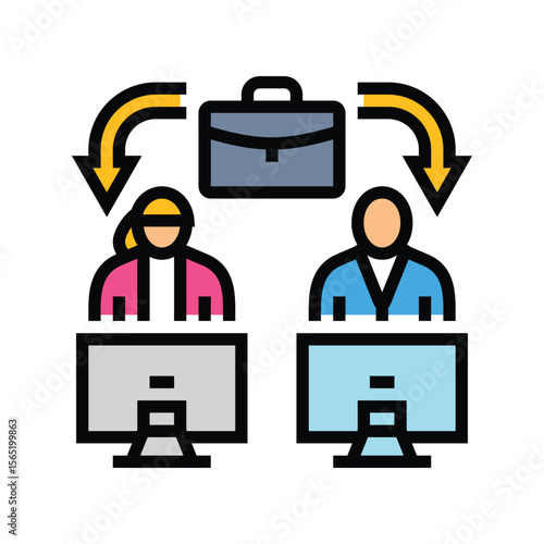 workplace equality color icon vector illustration