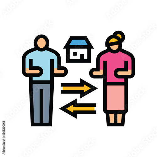 woman man sharing household chores color icon vector illustration
