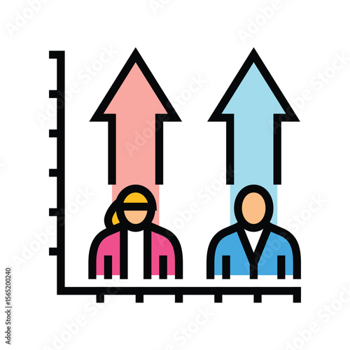equal promotion arrow both genders color icon vector illustration