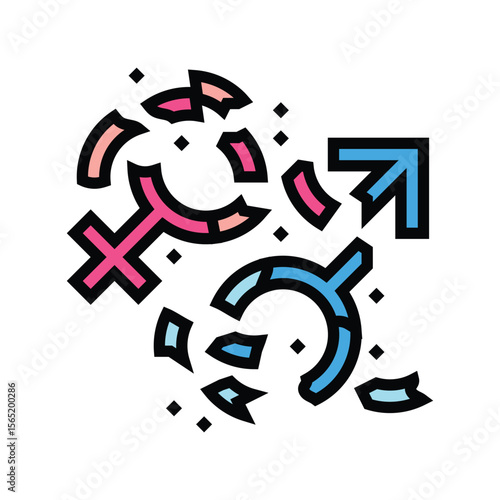 breaking gender stereotypes color icon vector illustration