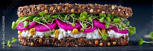 A breakfast comprising avocado, beetroot, and microgreen sandwiches is highly nutritious
