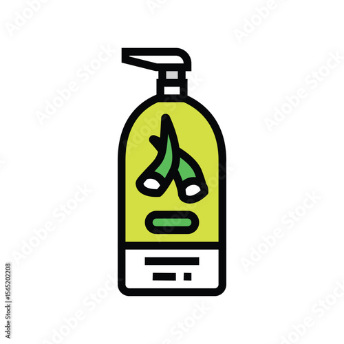 liquid soap aloe vera label color icon vector illustration