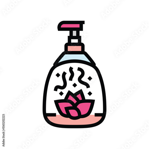 soap bottle floral scent icon color icon vector illustration